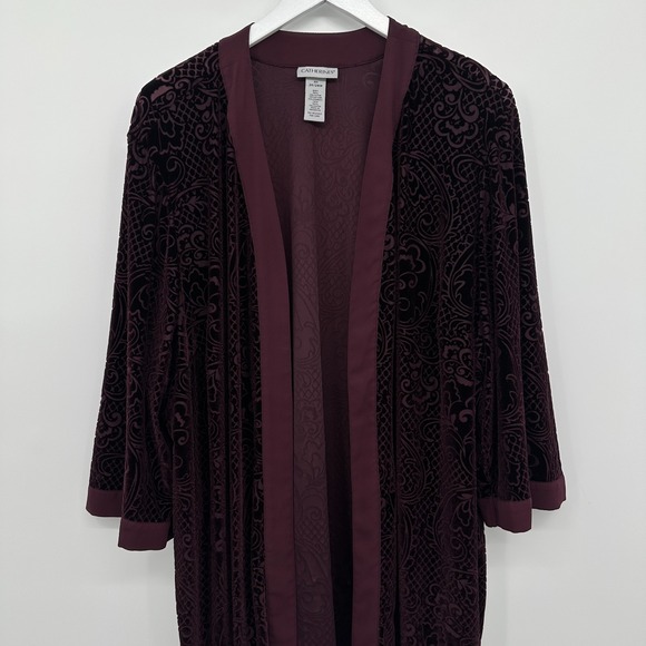 Catherines Jacket Kimono Size 3X Stretch Velvet Burnout Whimsigoth Witchy Boho - Picture 2 of 10